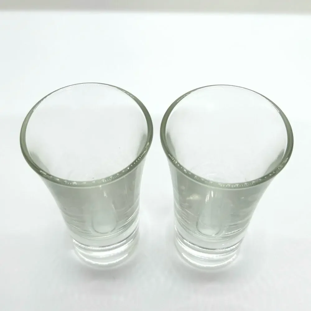 Set of 2 Italian Shot Glasses Liqueur Tumbler Clear Retro Bar Made in Italy 2 Oz